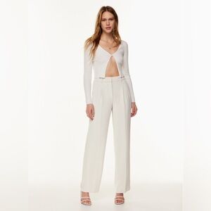 Aritzia Effortless High Rise Pants Light Birch New Business Casual Wide leg